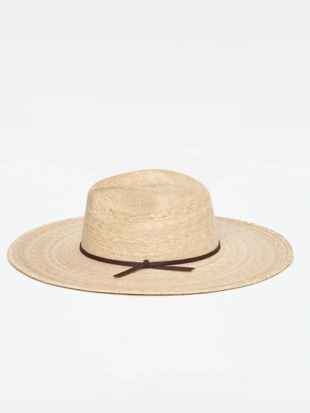 🔘l*space “Isla” Natural Straw Wide-Brim Hat with Dark Brown Bow - Picture 1 of 11